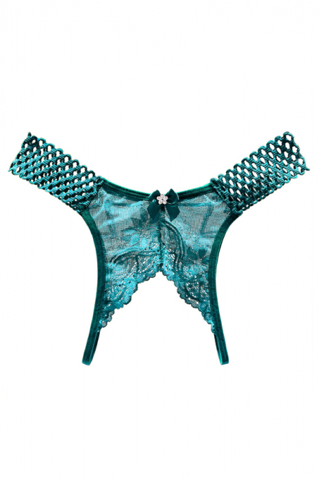 Chiloti open crotch cu broderie florala si funda decorativa LH2284verde [1]