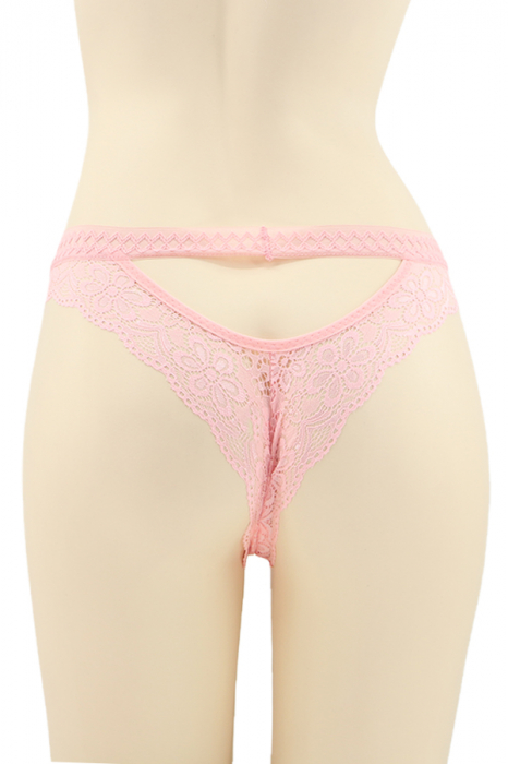 Chiloti sexy brazilieni cu dantela si decupaj in zona feselor DZK-2401roz [2]