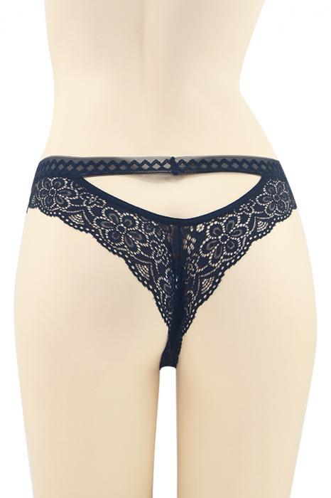 Chiloti sexy brazilieni cu dantela si decupaj in zona feselor DZK-2401negru [2]