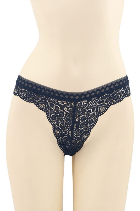 Chiloti sexy brazilieni cu dantela si decupaj in zona feselor DZK-2401negru [1]