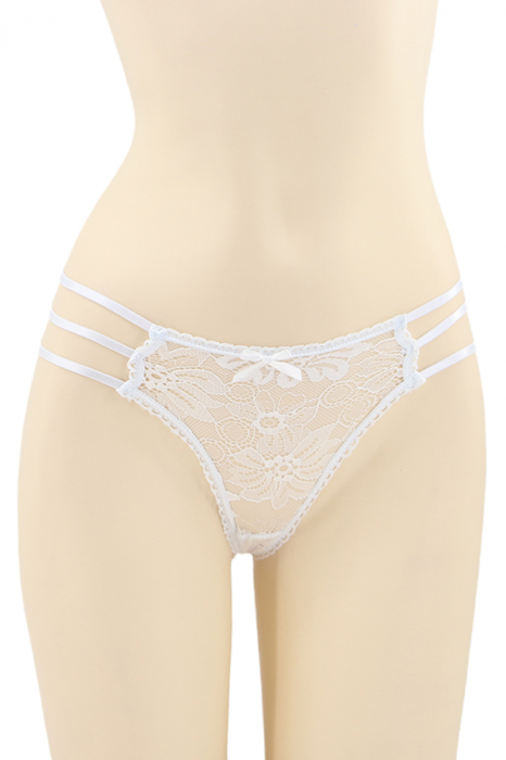 Chiloti sexy tanga cu dantela si benzi elastice DZK-1601alb [1]