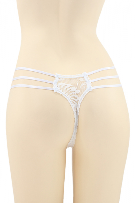 Chiloti sexy tanga cu dantela si benzi elastice DZK-1601alb [2]