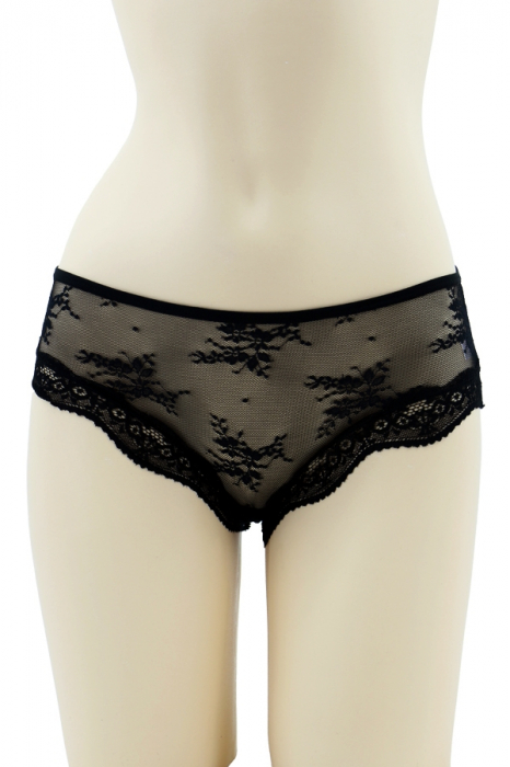 Chiloti sexy brazilieni cu dantela si decupaje la spate MFF618negru [1]