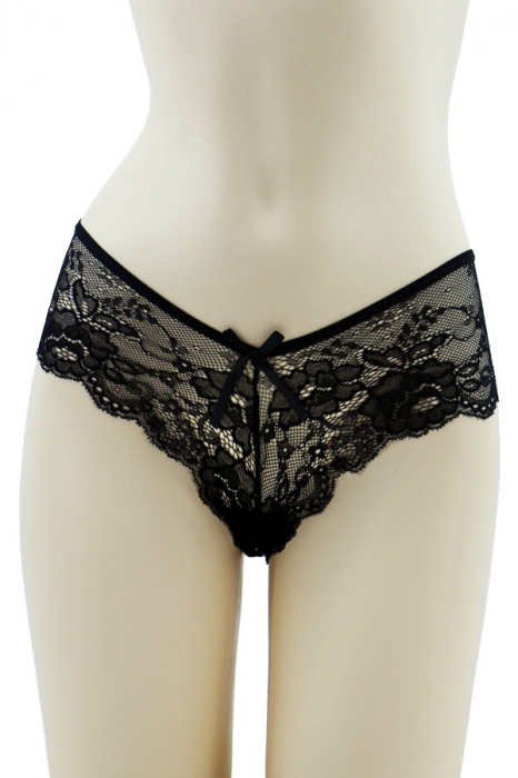 Chiloti sexy brazilieni cu dantela si decupaje la spate MFF8039negru [1]