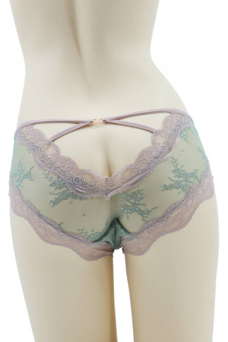 Chiloti sexy brazilieni cu dantela si decupaje la spate MFF618verde [2]