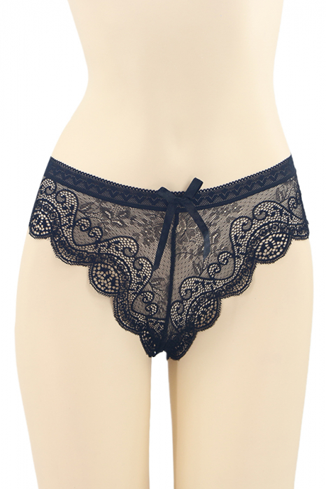 Chiloti sexy brazilieni cu dantela si funda DZK-H0066negru [1]