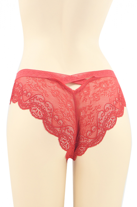 Chiloti sexy brazilieni cu dantela si funda DZK-H0066rosu [2]