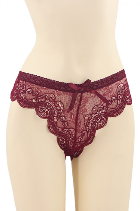 Chiloti sexy brazilieni cu dantela si funda DZK-H0066visiniu [1]