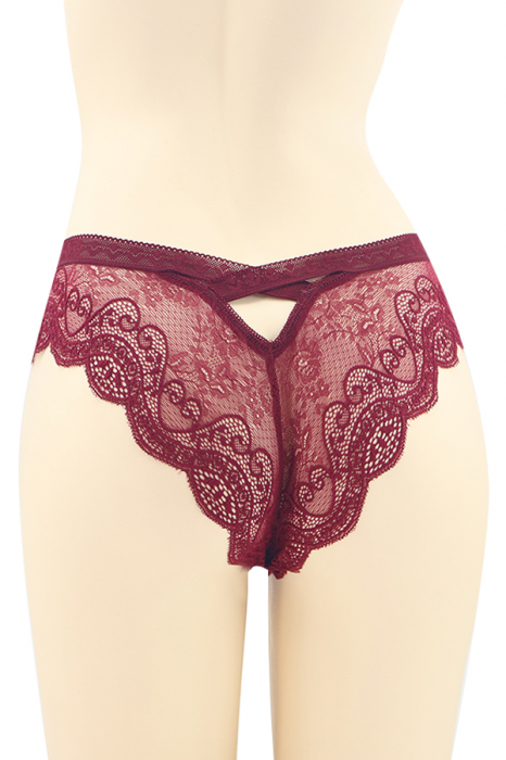 Chiloti sexy brazilieni cu dantela si funda DZK-H0066visiniu [2]