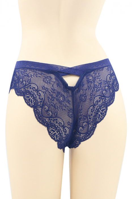 Chiloti sexy brazilieni cu dantela si funda DZK-H0066bleumarin [2]