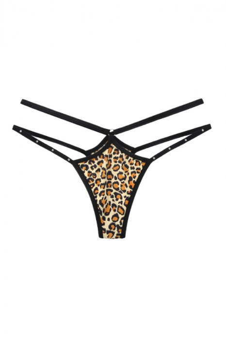 Chiloti sexy decupati, cu print leopard si strasuri decorative LH2310negru [2]
