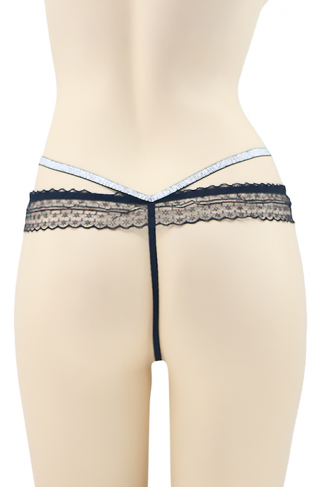 Chiloti sexy tanga cu benzi sclipitoare DZK-2204negru [2]