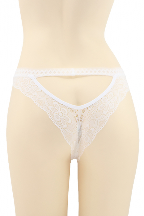 Chiloti sexy brazilieni cu dantela si decupaj in zona feselor DZK-2401alb [2]