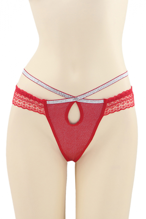 Chiloti sexy tanga cu benzi sclipitoare DZK-2204rosu [1]