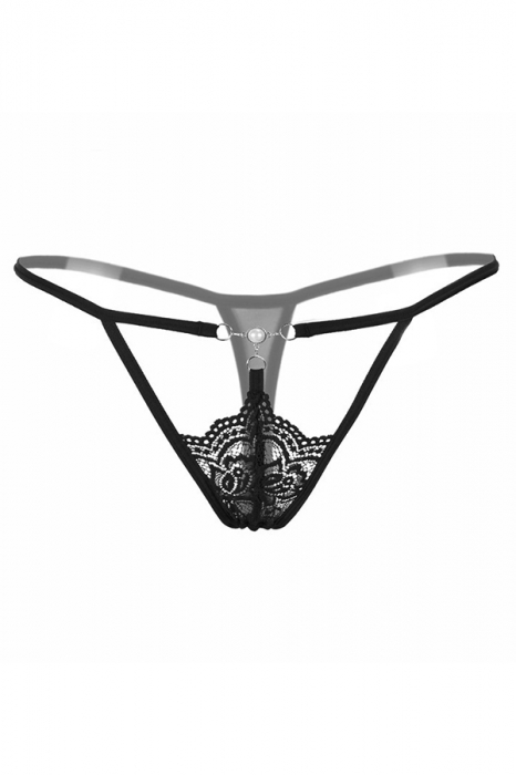Chiloti sexy tanga, decupati cu insertii dantela si stras decorativ LH2019 [1]