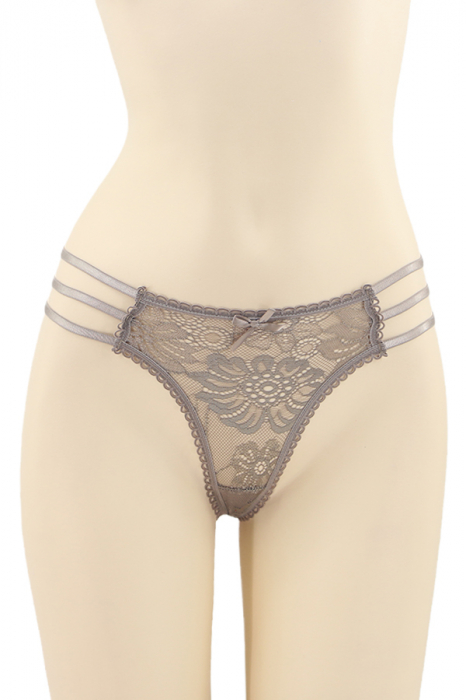 Chiloti sexy tanga cu dantela si benzi elastice DZK-1601maro [1]
