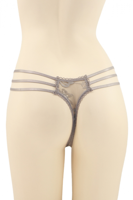 Chiloti sexy tanga cu dantela si benzi elastice DZK-1601maro [2]