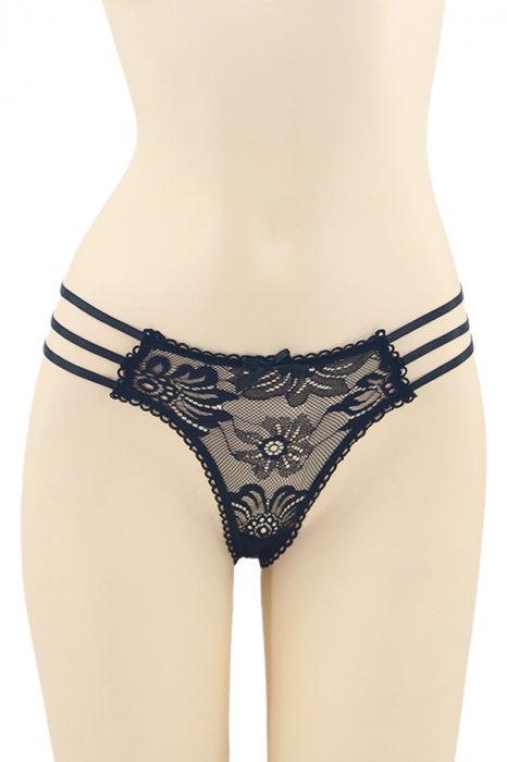 Chiloti sexy tanga cu dantela si benzi elastice DZK-1601negru [1]
