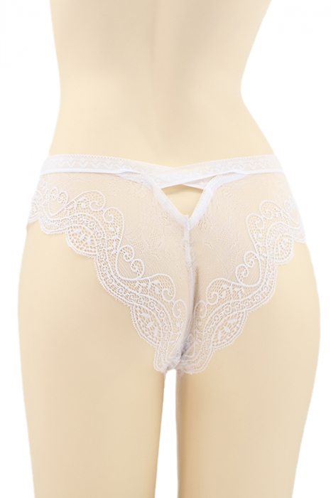 Chiloti sexy brazilieni cu dantela si funda DZK-H0066alb [2]