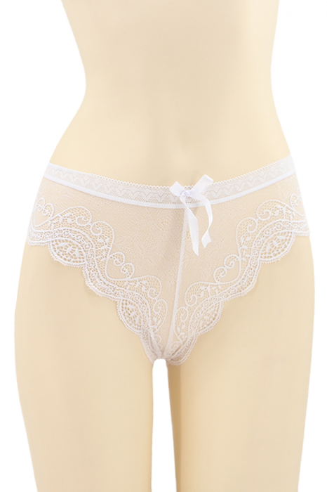 Chiloti sexy brazilieni cu dantela si funda DZK-H0066alb [1]