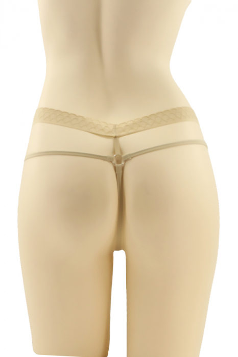 Chiloti sexy tanga cu decupaje si perle MG-DG20065bej [2]