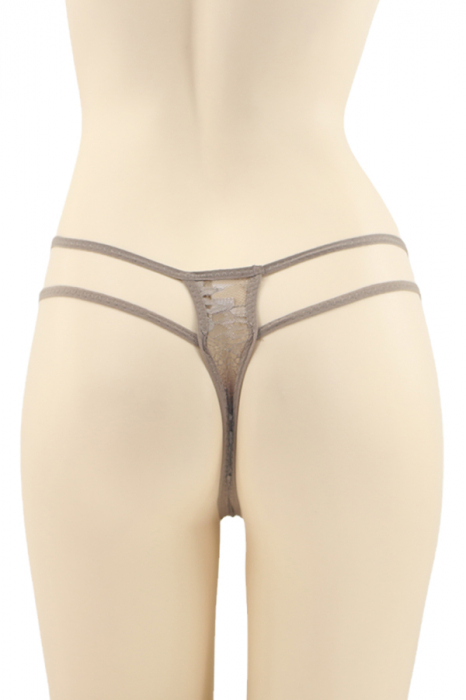 Chiloti sexy tanga cu insertii dantela si strasuri decorative DZK-2162maro [2]