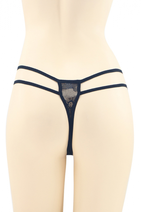 Chiloti sexy tanga cu insertii dantela si strasuri decorative DZK-2162negru [2]