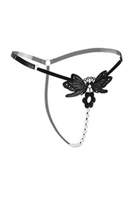 Chiloti sexy tanga decupati, accesorizati cu margele LH2146 [3]