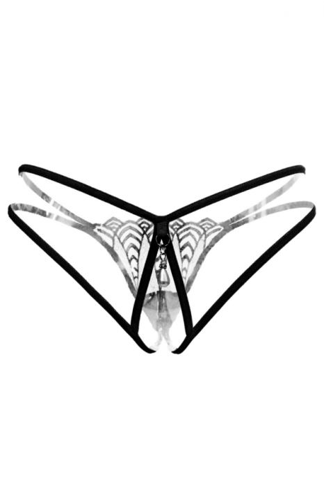 Chiloti sexy tanga decupati cu accente de dantela LH2245negru [3]