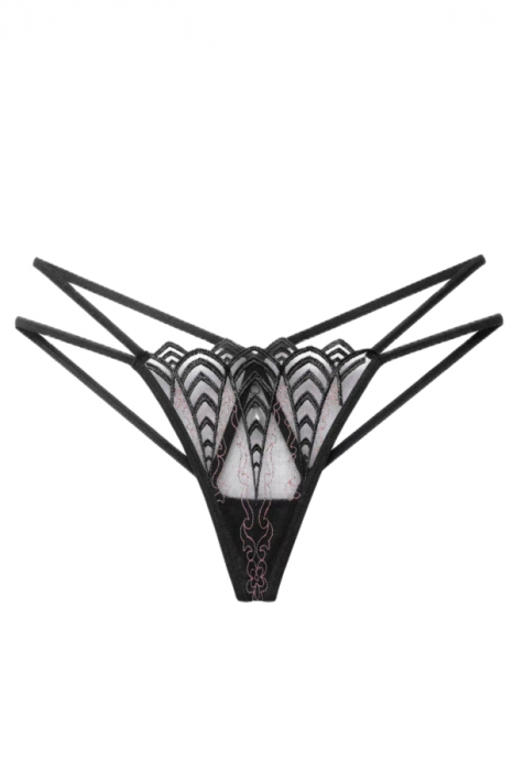 Chiloti sexy tanga decupati cu accente de dantela LH2245negru [1]