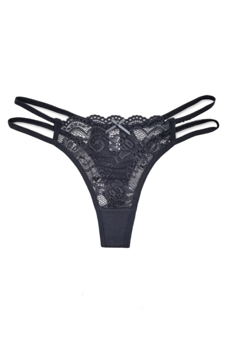Chiloti sexy tanga, decupati cu accente dantela 87467gri [3]