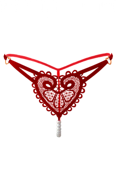 Chiloti sexy tanga decupati model cu broderie si margele LH2253rosu [1]