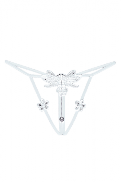 Chiloti sexy tanga decupati cu broderie si motiv floral LH2231alb [1]