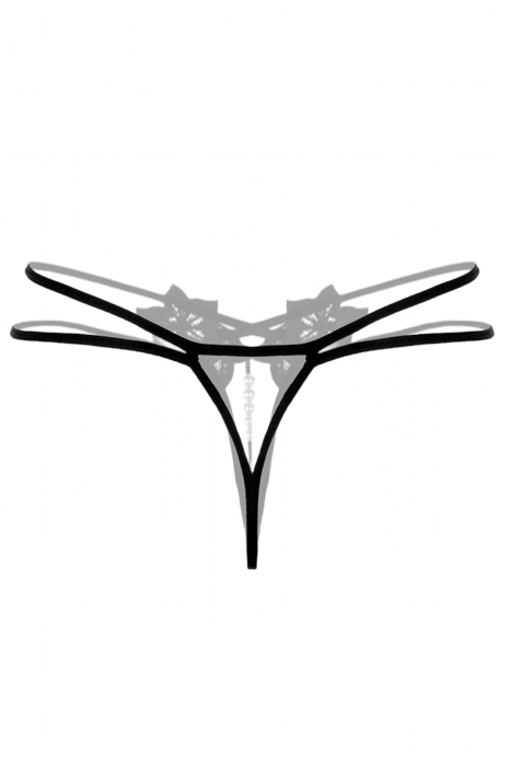 Chiloti sexy tanga, decupati accesorizati cu margele LH2149negru [2]