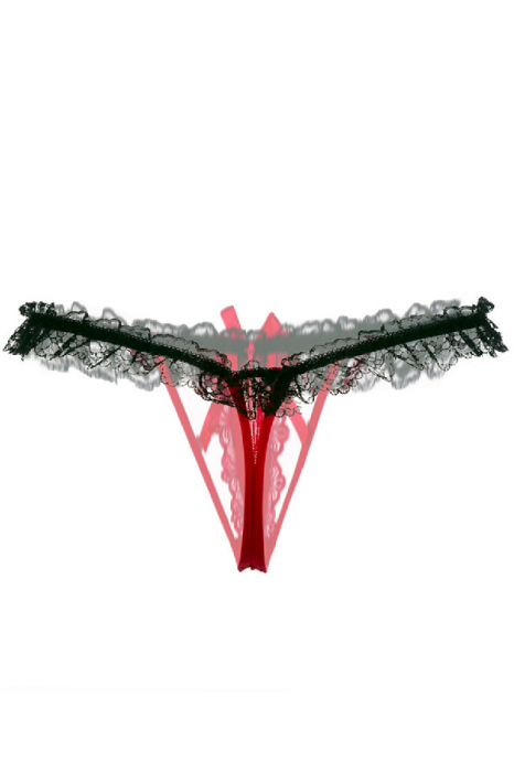 Chiloti sexy tanga, decupati cu margele YML3062rosu [3]