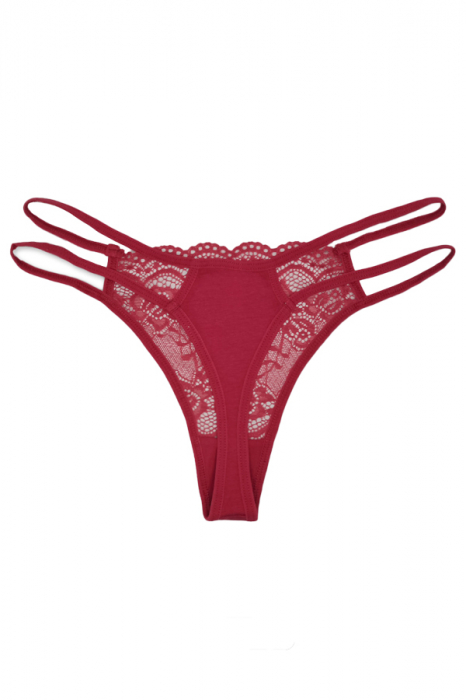 Chiloti sexy tanga, decupati cu accente dantela 87467visiniu [4]