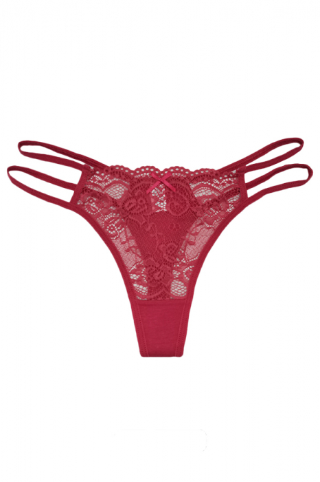 Chiloti sexy tanga, decupati cu accente dantela 87467visiniu [3]