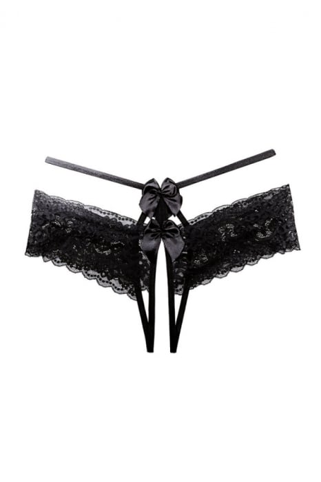 Chiloti sexy decupati, cu dantela si funda decorativa din satin LH2323negru [1]