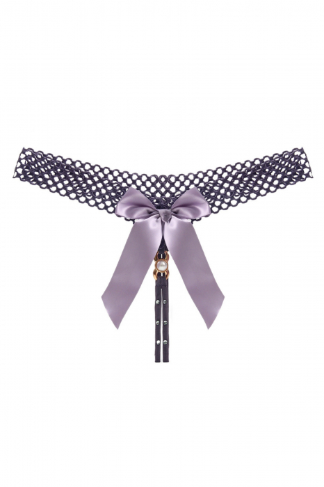 Chiloti sexy tanga decupati, model cu aplicatii decorative si funda LH2296mov [1]