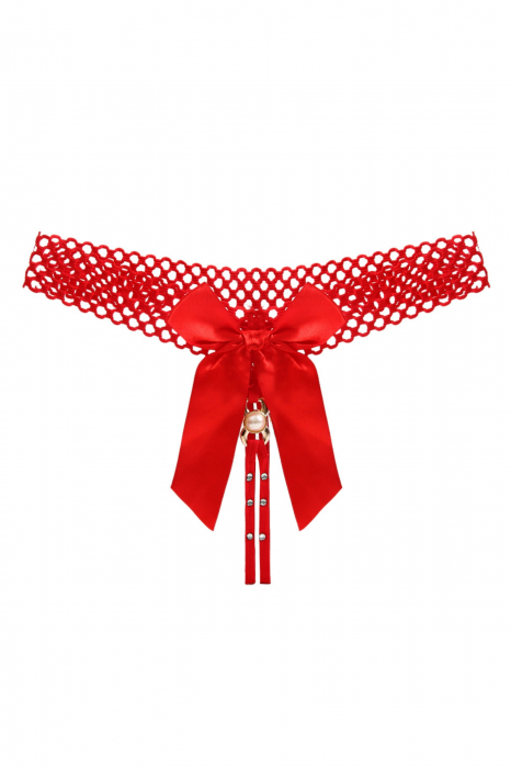 Chiloti sexy tanga decupati, model cu aplicatii decorative si funda LH2296rosu [1]