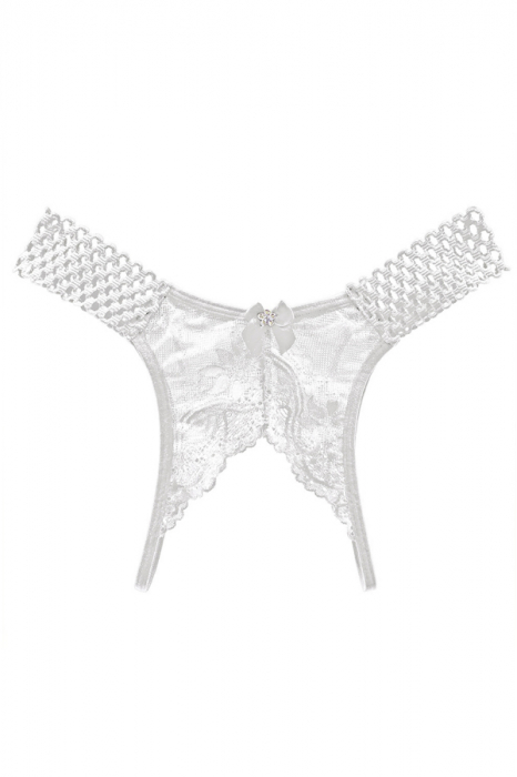 Chiloti open crotch cu broderie florala si funda decorativa LH2284alb [1]