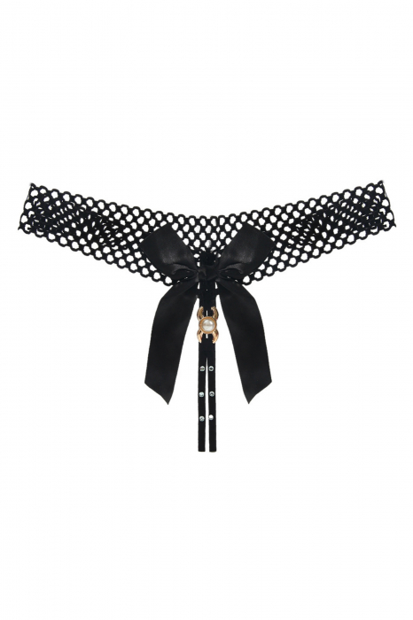 Chiloti sexy tanga decupati, model cu aplicatii decorative si funda LH2296negru [1]