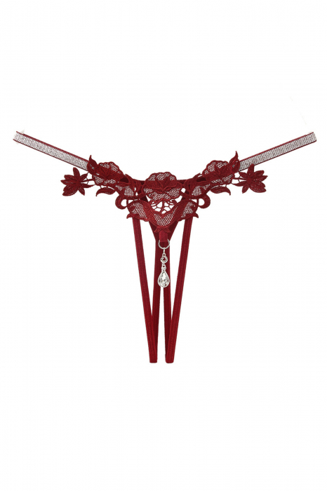 Chiloti sexy tanga decupati, model floral cu pandantiv decorativ LH2309visiniu [1]