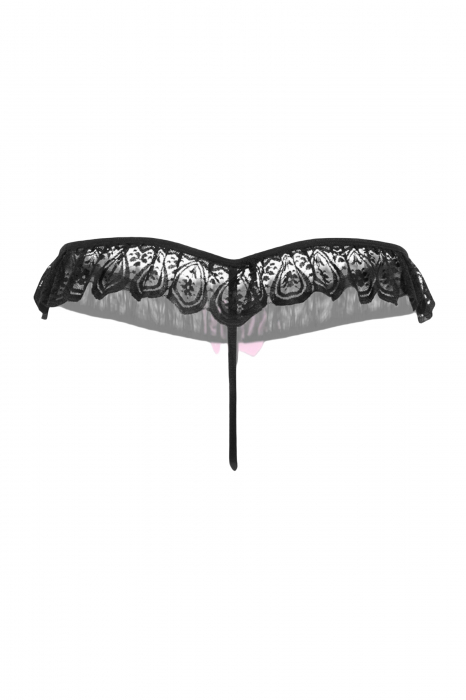 Chiloti sexy tanga decupati, accesorizati cu perle si funda decorativa LH2165 [2]