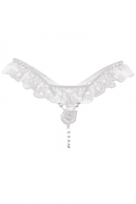 Chiloti sexy tanga decupati, model floral cu perle LH2281alb [1]