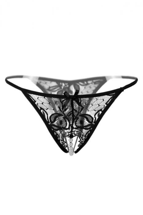 Chiloti sexy tanga accesorizati cu margele si fundita LH2144negru [1]