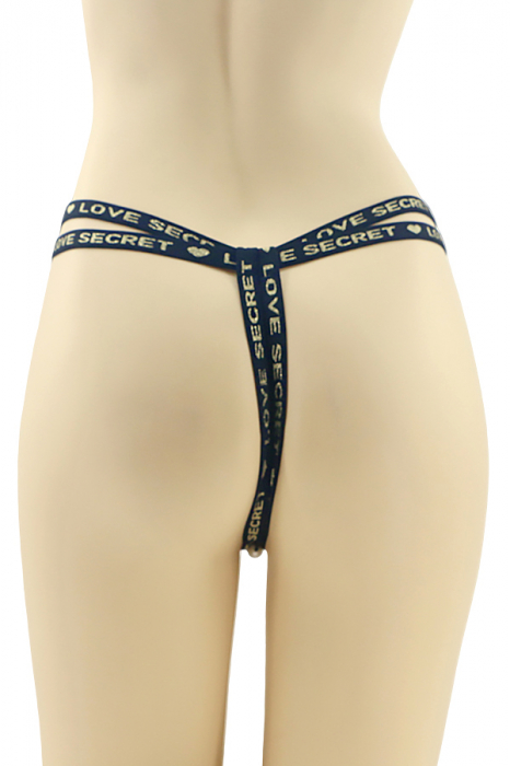 Chiloti sexy tanga, model cu broderie fluture si perle MG-P6651bleumarin [2]