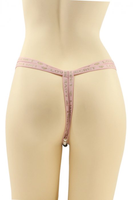 Chiloti sexy tanga, model cu broderie fluture si perle MG-P6651roz [2]