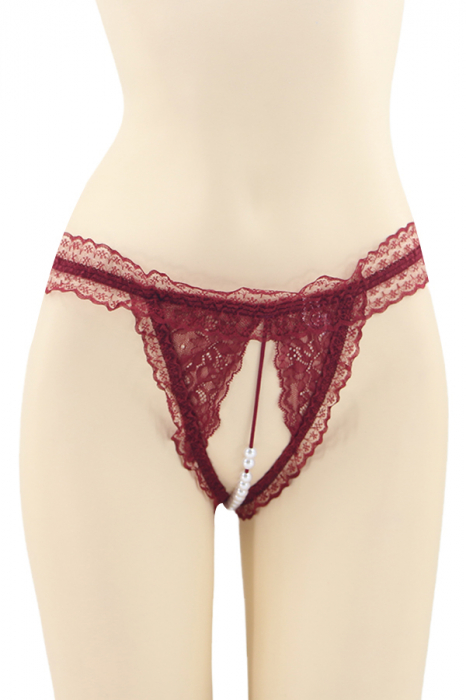 Chiloti sexy tanga, model cu decupaj inghinal si perle DZK-2163visiniu [1]