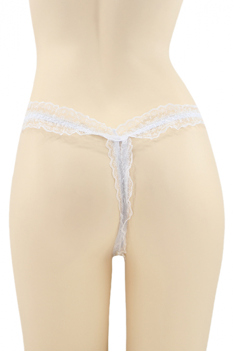 Chiloti sexy tanga, model cu decupaj inghinal si perle DZK-2163alb [2]